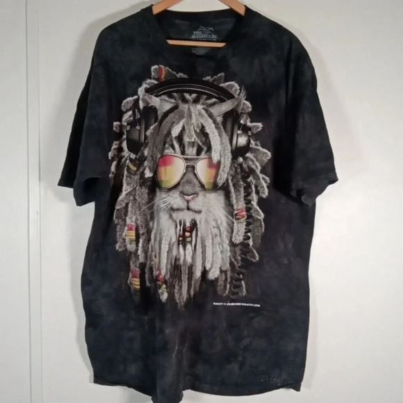 The mountain Rasta cat Dreads tie dye shirt men's 2X - Picture 2 of 5
